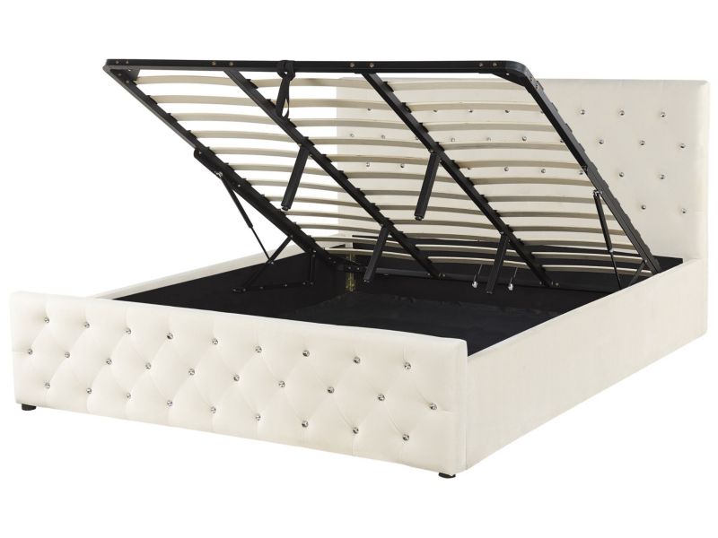 Łóżko z pojemnikiem welurowe 180 x 200 cm beżowe Amiens 1 szt.