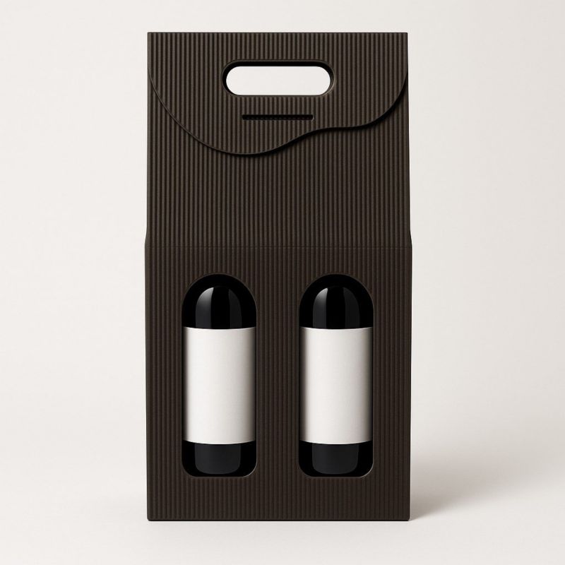 Pudełka karbowane Neopak czarne na 2 wina 180x80x395mm 10 szt.