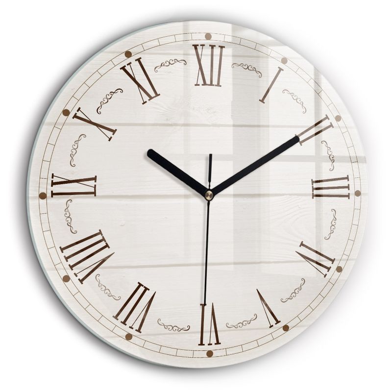 Zegar szklany czarne wskazówki Wallfluent fi60 cm Rzymskie cyfry 1 szt.