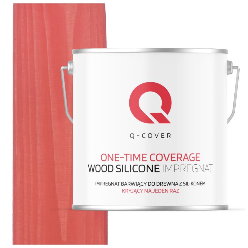 Impregnat Barwiący do Drewna z Silikonem Kryjący na Jeden Raz Q-Cover Pąsowy H6029 5L