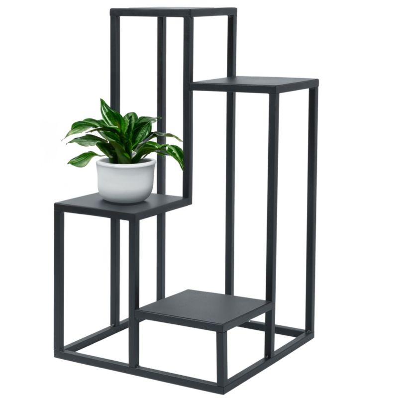 Kwietnik stojący metalowy 4-poziomowy 38x38x68 cm Loft e-floor czarny 1 szt