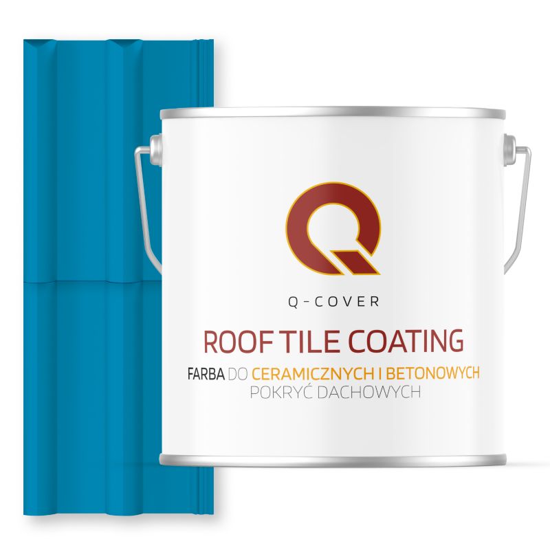 Farba do Dachów Ceramicznych i Betonowych Pokryć Dachowych Q-Cover Niebieski jasny RAL5012 Wysoki Połysk 5L