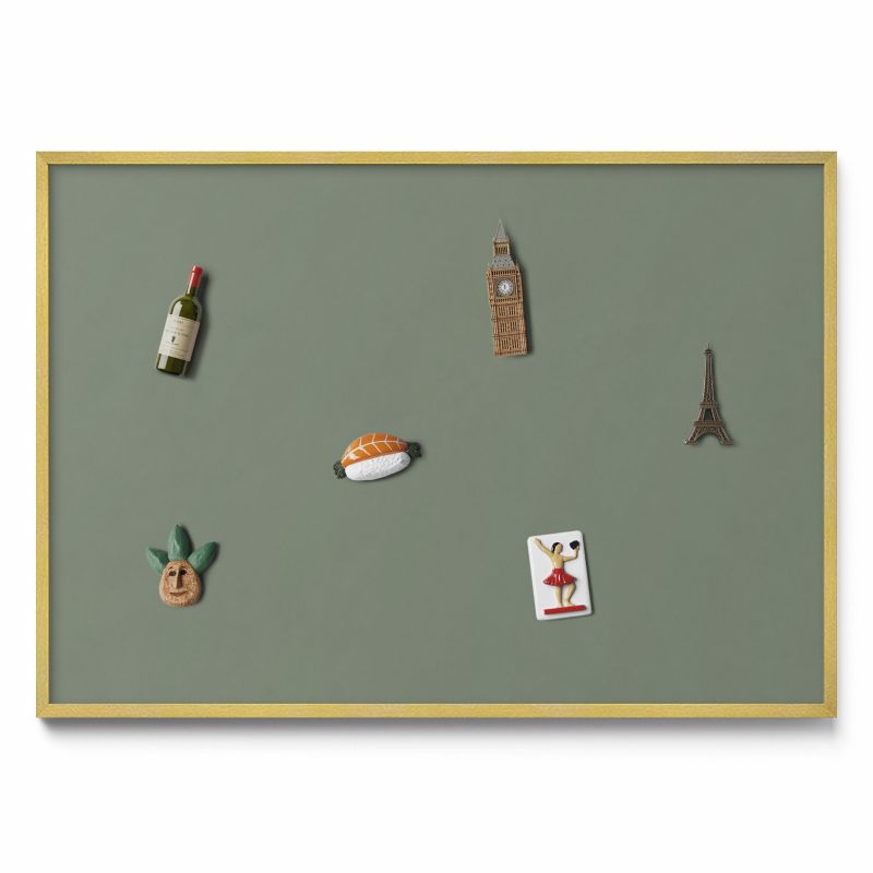 Tablica magnetyczna na ścianę Tulup 100x70 cm Kolor oliwkowy w złotej ramie 1 szt.