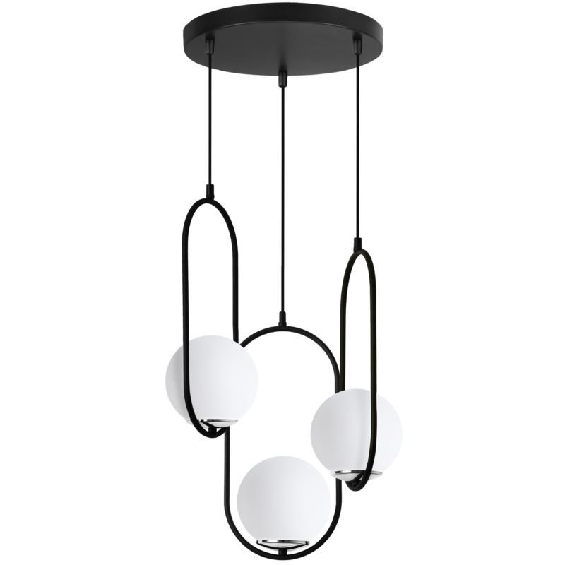 Lampa sufitowa wisząca okrągła Light Home LH Luna 3x E14 biały/czarny/chrom 1szt.