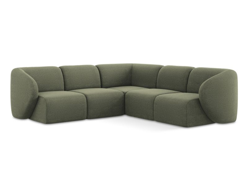 Modułowy narożnik LaMiaSofa CERVO z tkaniny bouclé 251x251 cm oliwkowy 1 szt.