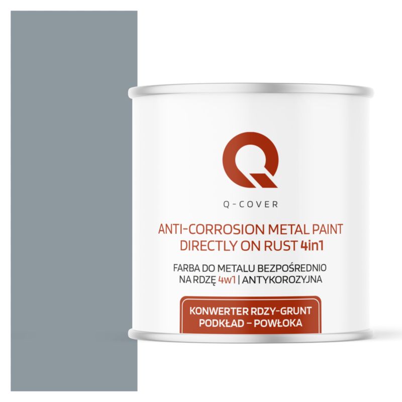 Farba do Metalu Prosto na Rdzę 4w1 Q-Cover Szaro-błękitny RAL7001 Mat 2.5L