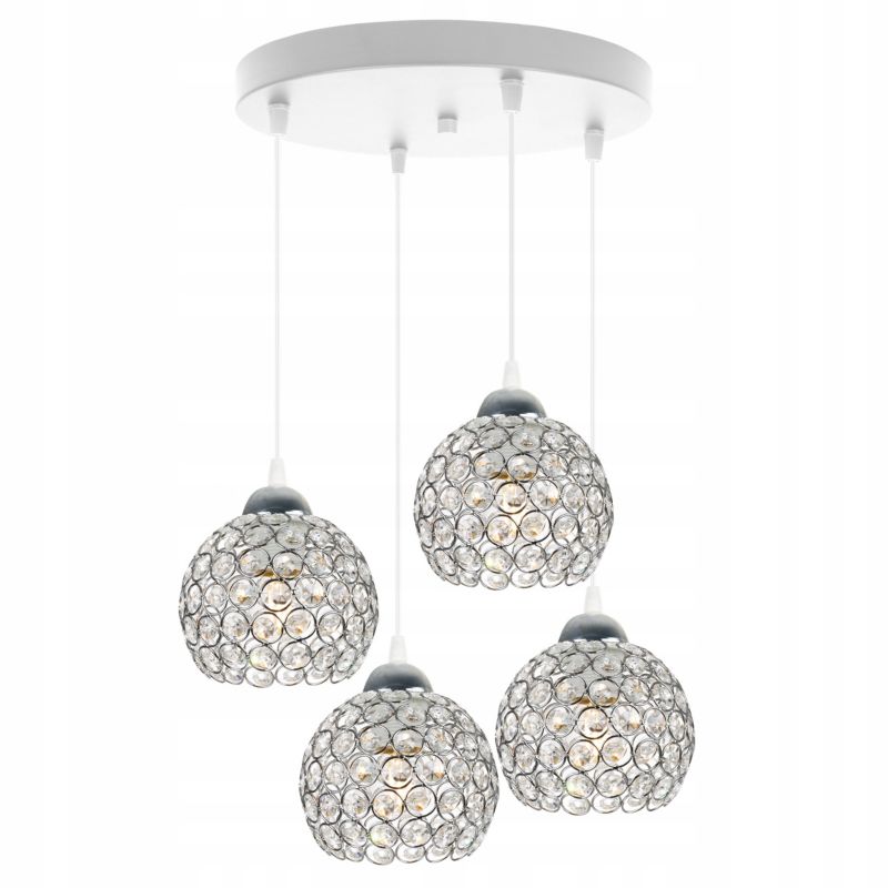 Lampa sufitowa wisząca okrągła Light Home LH Crystal 4x E27 60W biały/srebrny 1szt.