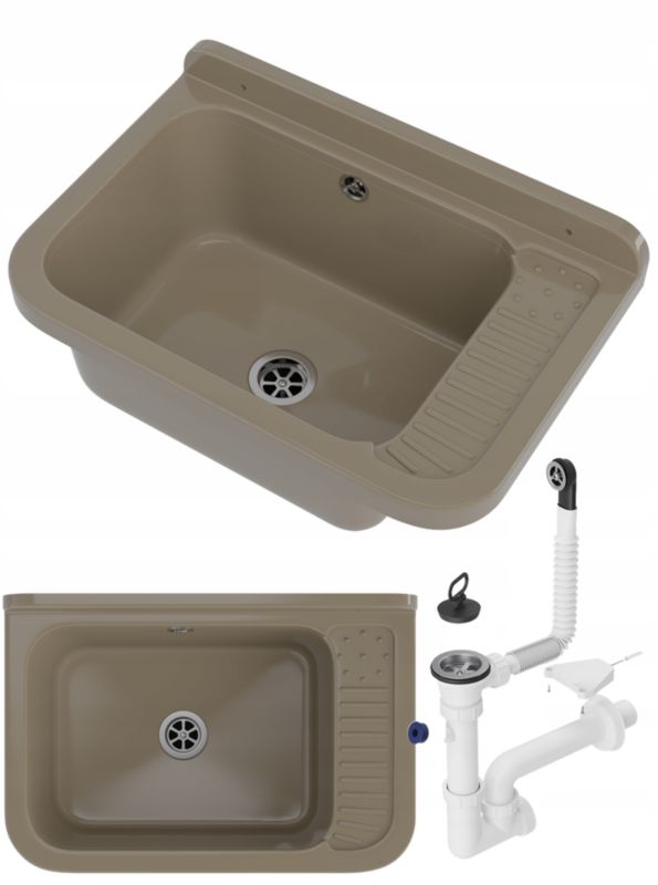 Zlew gospodarczy beżowy Granitan polo syfon 1 szt.