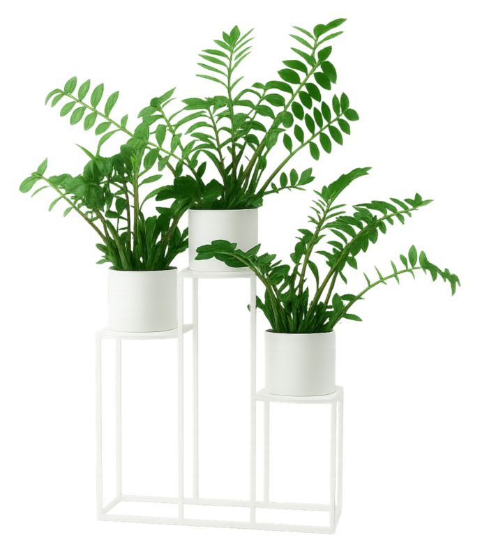 Kwietnik stojący JAKPOL stojak na 3 kwiaty Loft 80cm metalowy wysoki biały 1 szt.