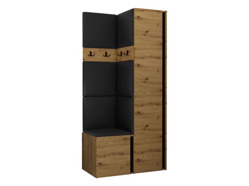 Garderoba MIRJAN 24 Orion XXIV dąb artisan/czarny + czarna ekoskóra 1 kpl.