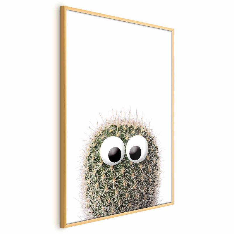 Plakat Artgeist Kaktus z oczami 60x90 cm z ramą złotą 1 szt