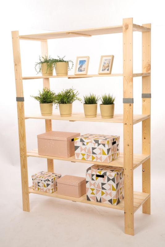 Regał drewniany MODO24 sosnowy naturalne drewno 179x120x50 cm 5 półek 1 szt.