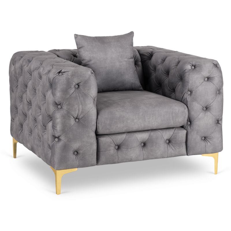 Fotel Mebel Elite SORRENTO 1S Wypoczynkowy Szary Welurowy Nowoczesny Glamour 1 szt