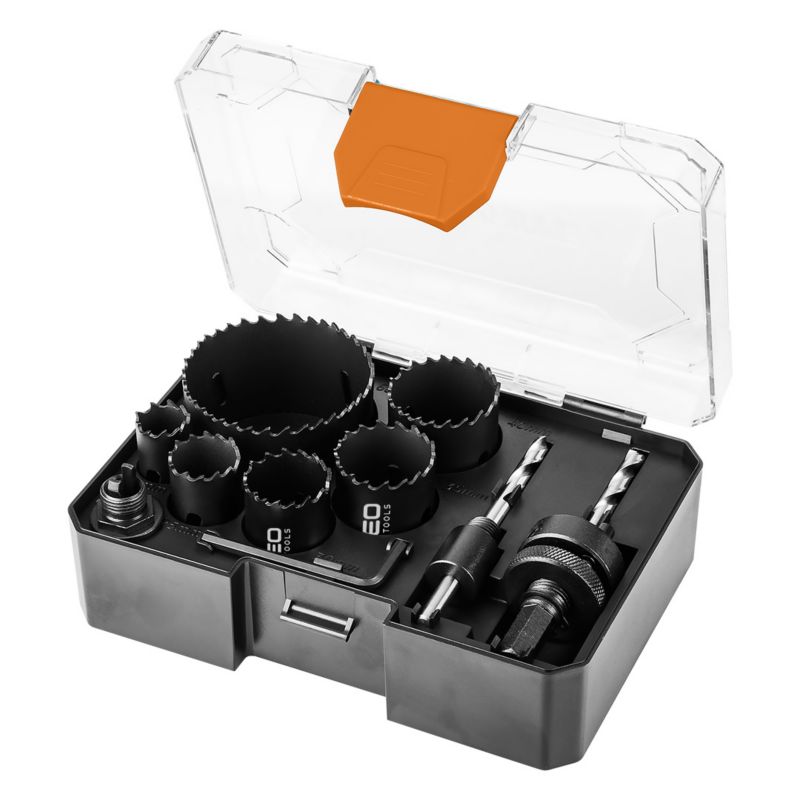 Otwornice bi-metalowe NEO TOOLS Co8% (19, 25, 30, 35, 40, 68 mm), zestaw 9 el. 1 kpl