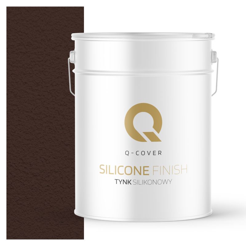 Tynk Silikonowy Elewacyjny Baranek 1.00mm Q-Cover Czekoladowy brąz RAL8017 15KG