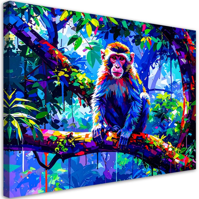 Obraz młodziezowy do salonu Feeby Kolorowa Małpa na gałęzi 100x70cm 1szt