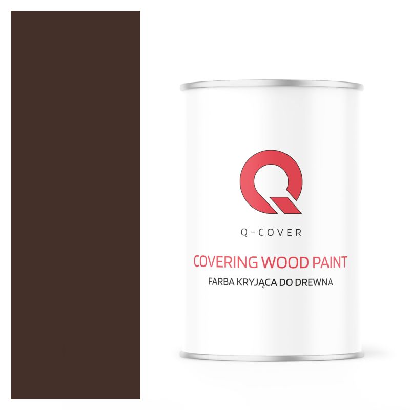 Farba Kryjąca do Drewna Q-Cover Czekoladowy Brąz RAL8017 Półmat 1L