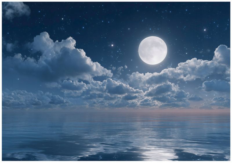 Fototapeta WALLARENA Do Sypialni Salonu Na Flizelinie Morze Chmury Ksieżyc Niebieski 400x280 cm 16199VX8 1 szt.