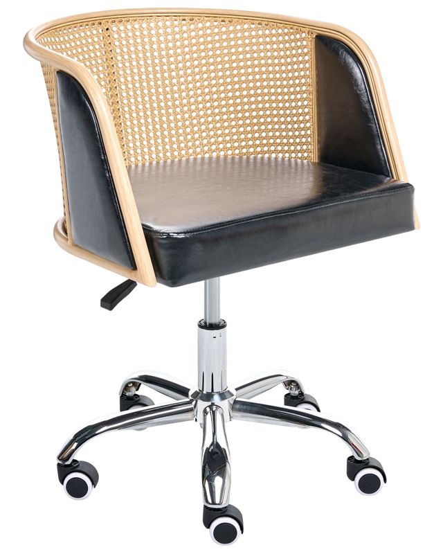 Krzesło obrotowe Elkhart Ekoskóra Czarny 1 szt.