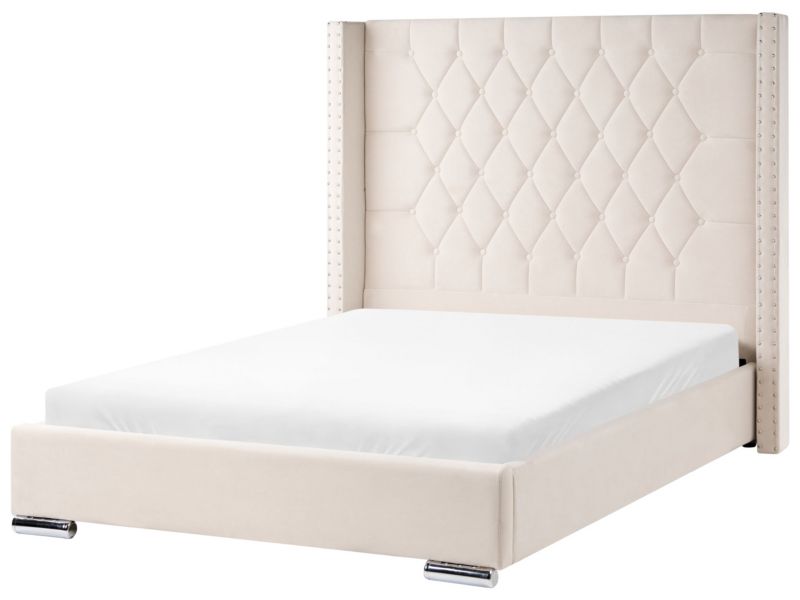 Łóżko Welur Lubbon 140 x 200 cm Złamana biel 1 szt.