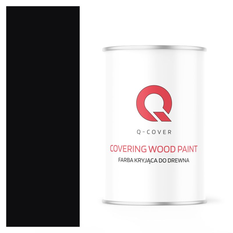 Farba Kryjąca do Drewna Q-Cover Czarny RAL9005 Półmat 1L