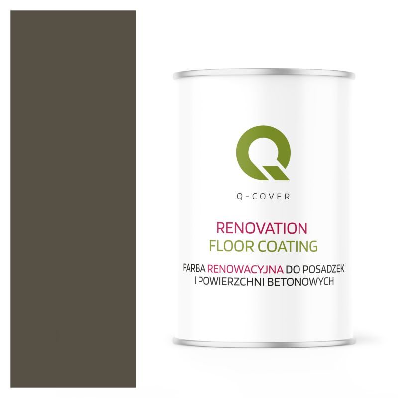 Farba Renowacyjna do Posadzek i Powierzchni Betonowych Q-Cover Szaro-Brązowy RAL7013 Wysoki Połysk 1L