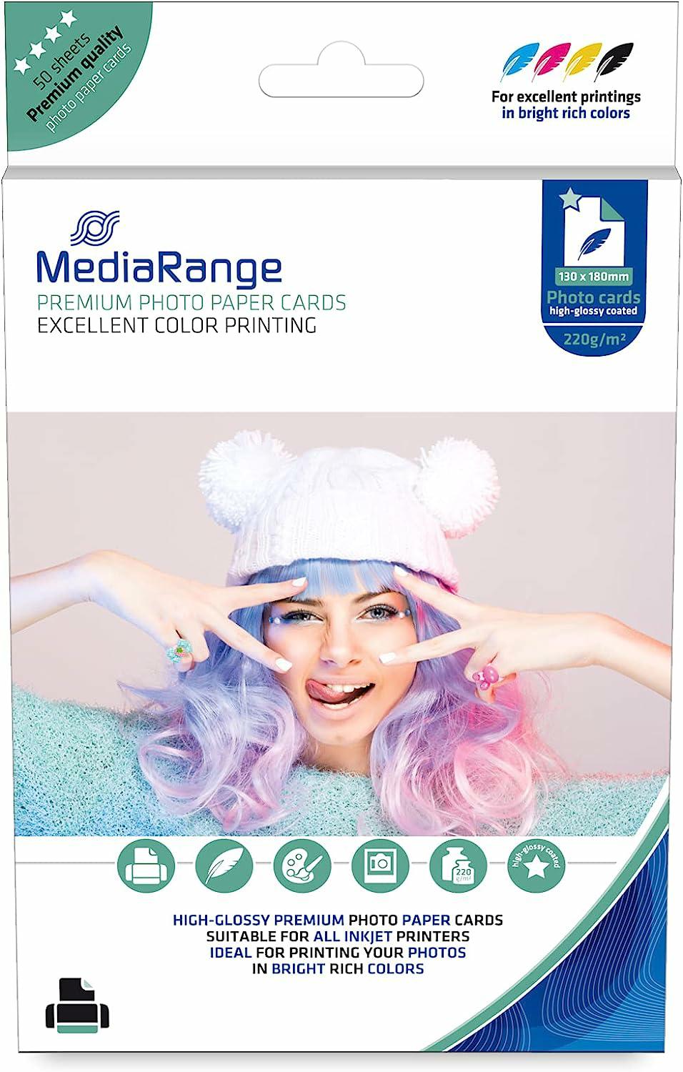 MEDIARANGE Papier 220gr/m 13x18 op-50 GLOSSY MRINK114 - Henryx24