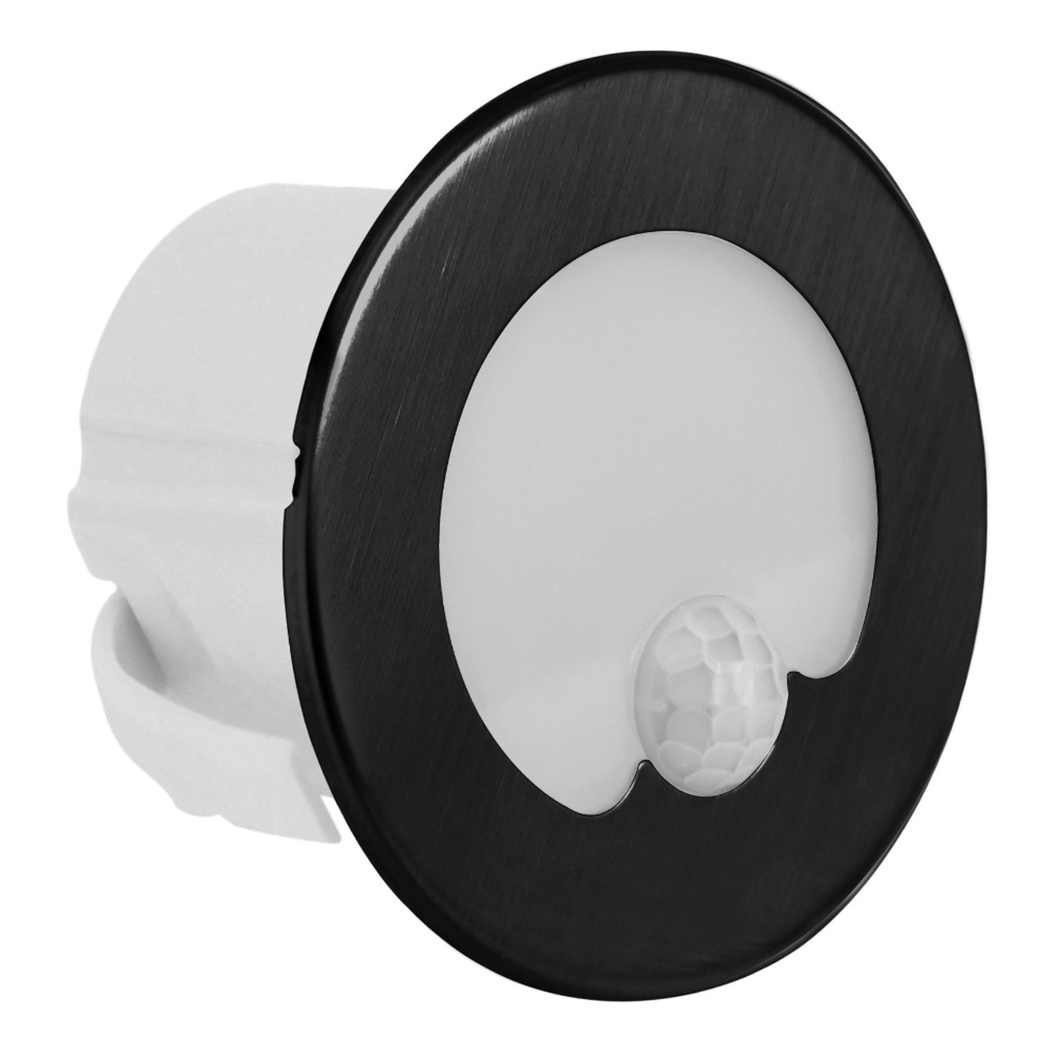 DPM Oprawa LED schodowa z czujnikiem ruchu okrągła czarna 1,2W 30 lm 4000K