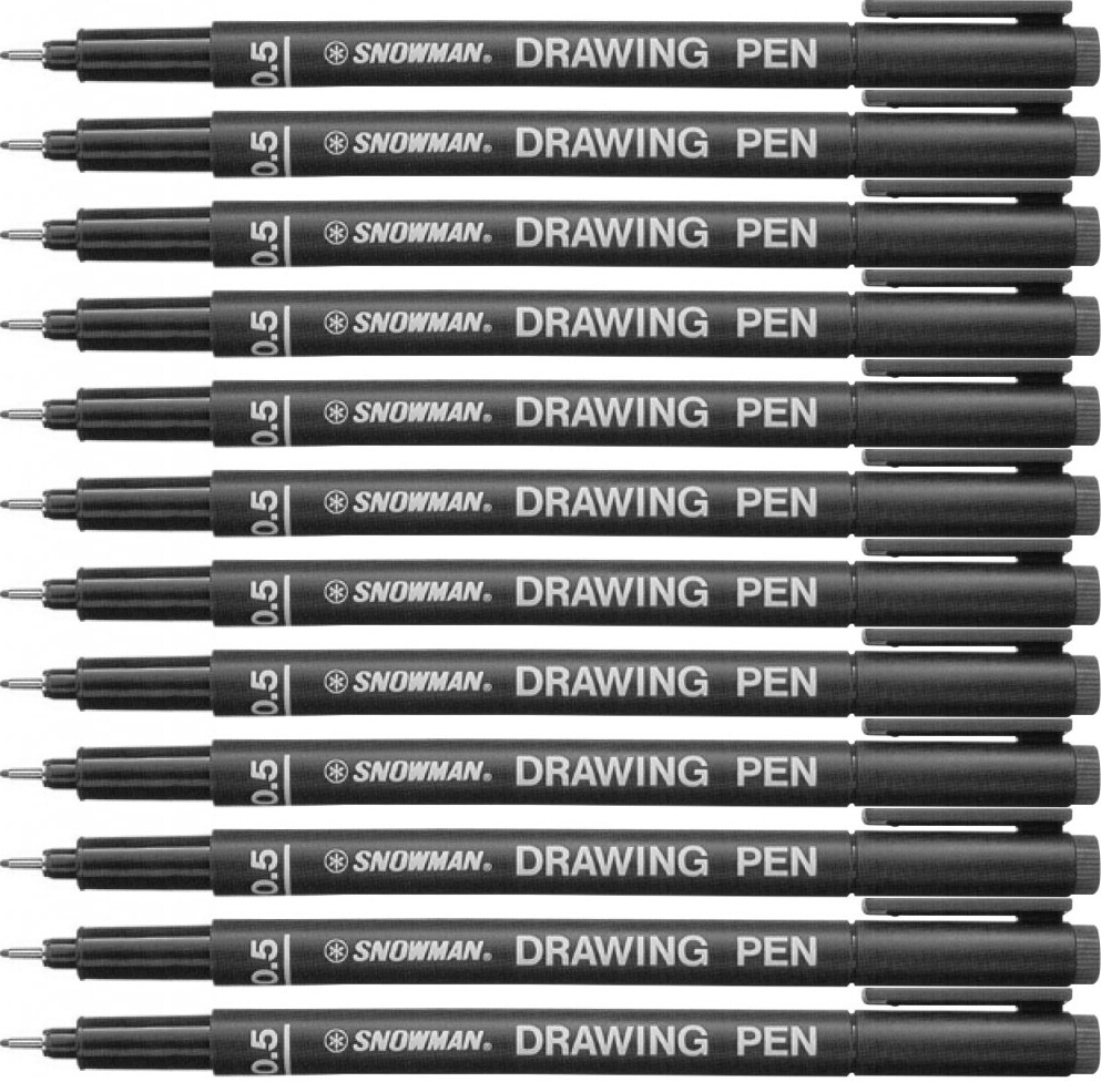 12x Cienkopis kreślarski Snowman, 0.5mm, czarny