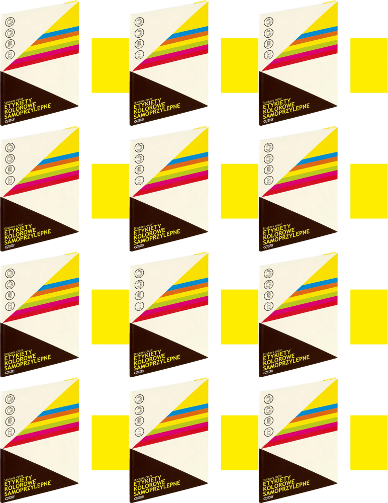 12x Etykiety kolorowe samoprzylepne Grand, A4, 25 sztuk, żółty