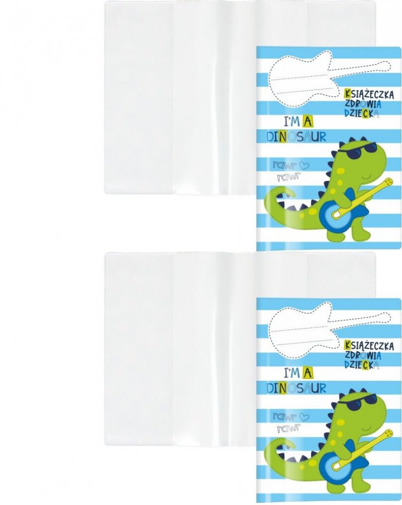 2x Okładka na książeczkę zdrowia dziecka Biurfol Dinozaur, wielokolorowy