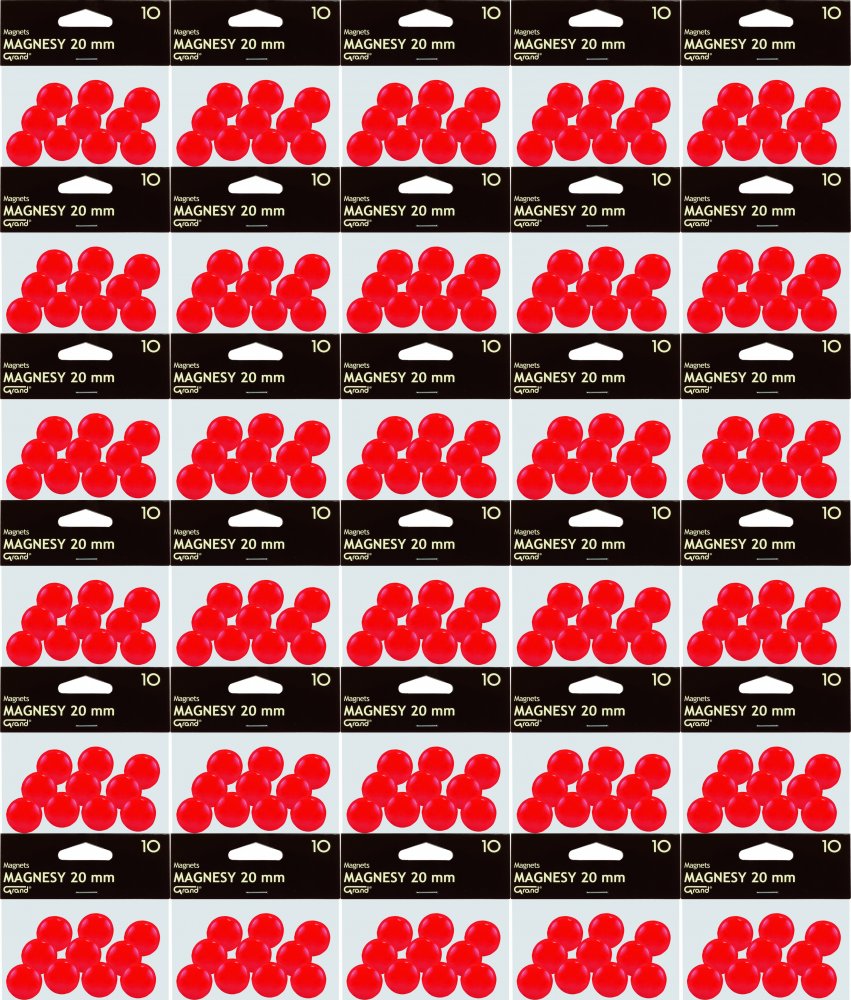 40x Magnesy Grand, 20mm, 10 sztuk, czerwony