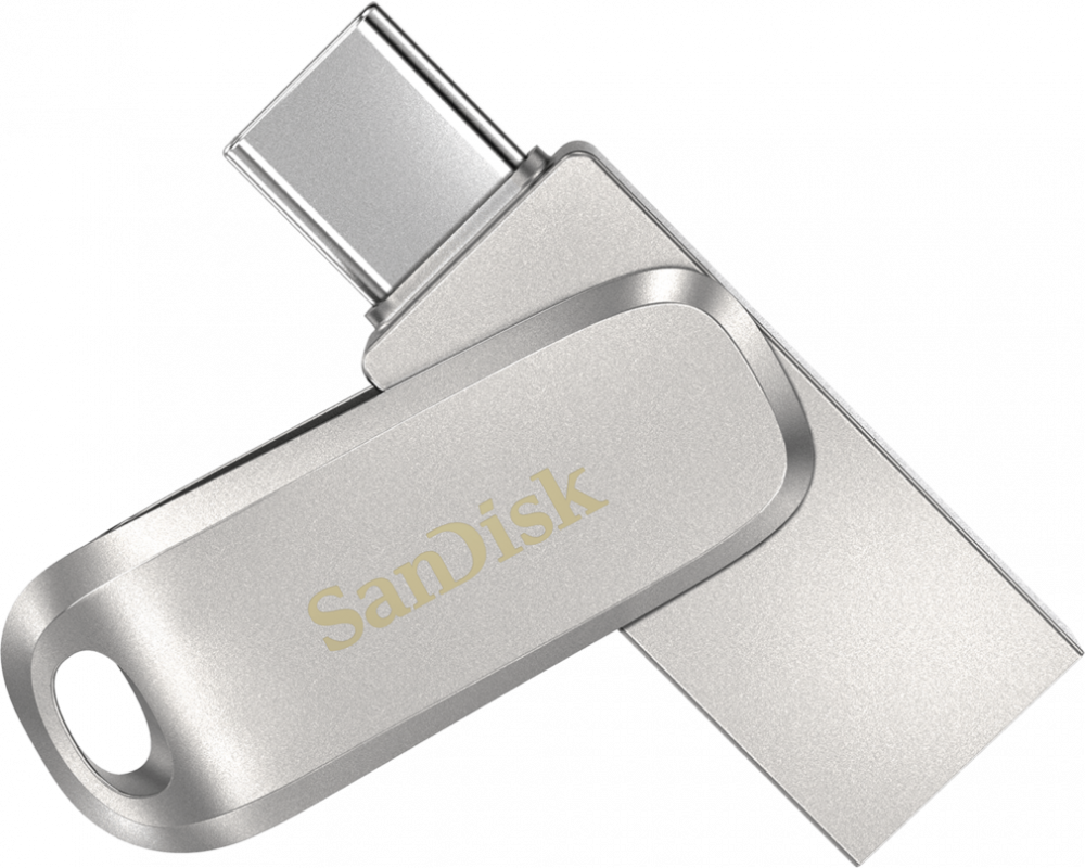 Pendrive SanDisk Ultra Dual Drive Luxe, 64GB, obracany, USB 3.1, srebrny