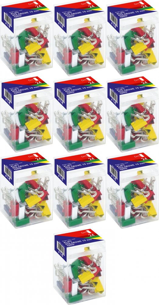 10x Klip biurowy Grand, 19mm, 24 sztuki, mix kolorów