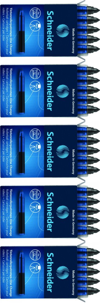 5x Kartridże Schneider One Change, do piór kulkowych, 0.6mm, 5 sztuk, czarny
