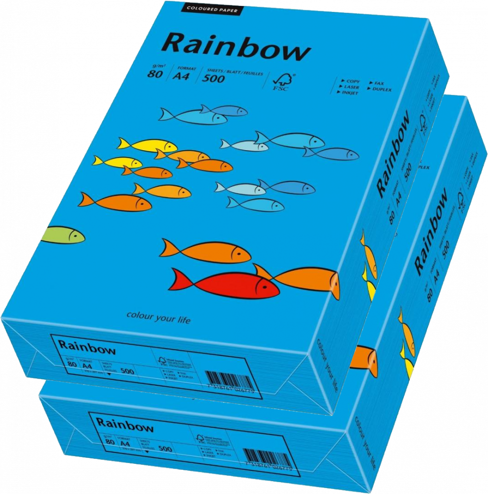 2x Papier ksero ekologiczny Rainbow, A4, 80g/m2, 500 arkuszy, ciemny niebieski (R88)