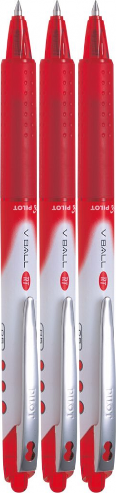 3x Pióro kulkowe automatyczne Pilot, V Ball RT, 0.5mm, czerwony