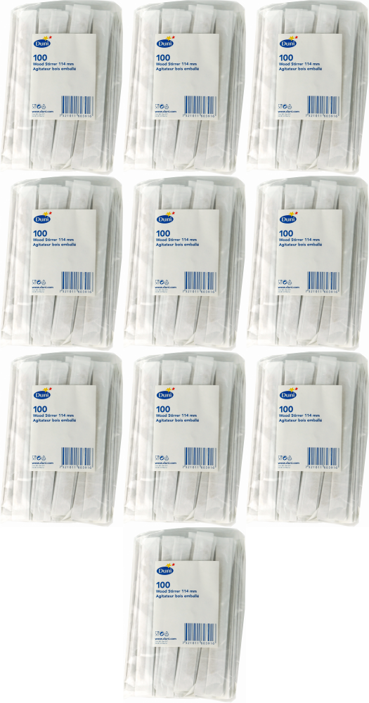10x Mieszadełka jednorazowe Duni, 11.4cm, drewno, 100 sztuk