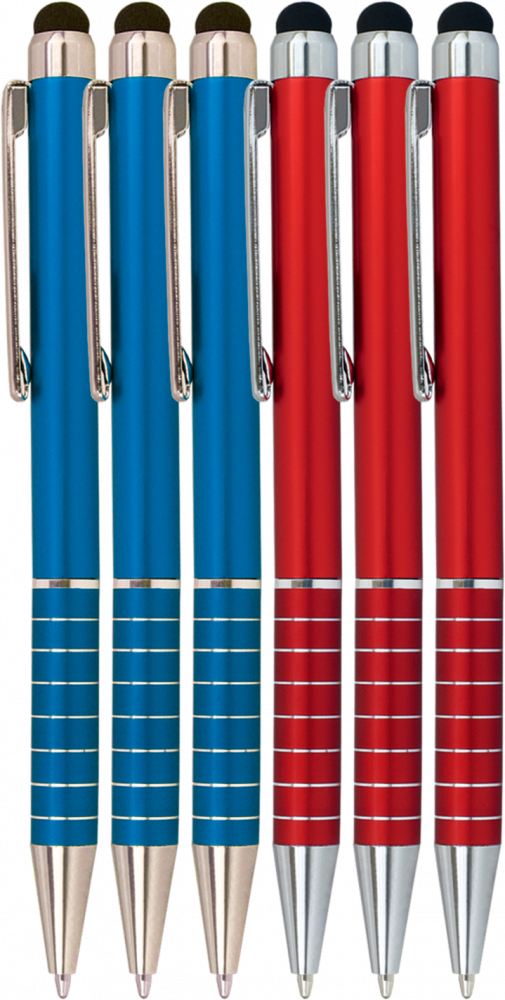 6x Długopis z gumką do smartfonów i tabletów Grand GR-3608 Touch Pen, 0.7mm, niebieski