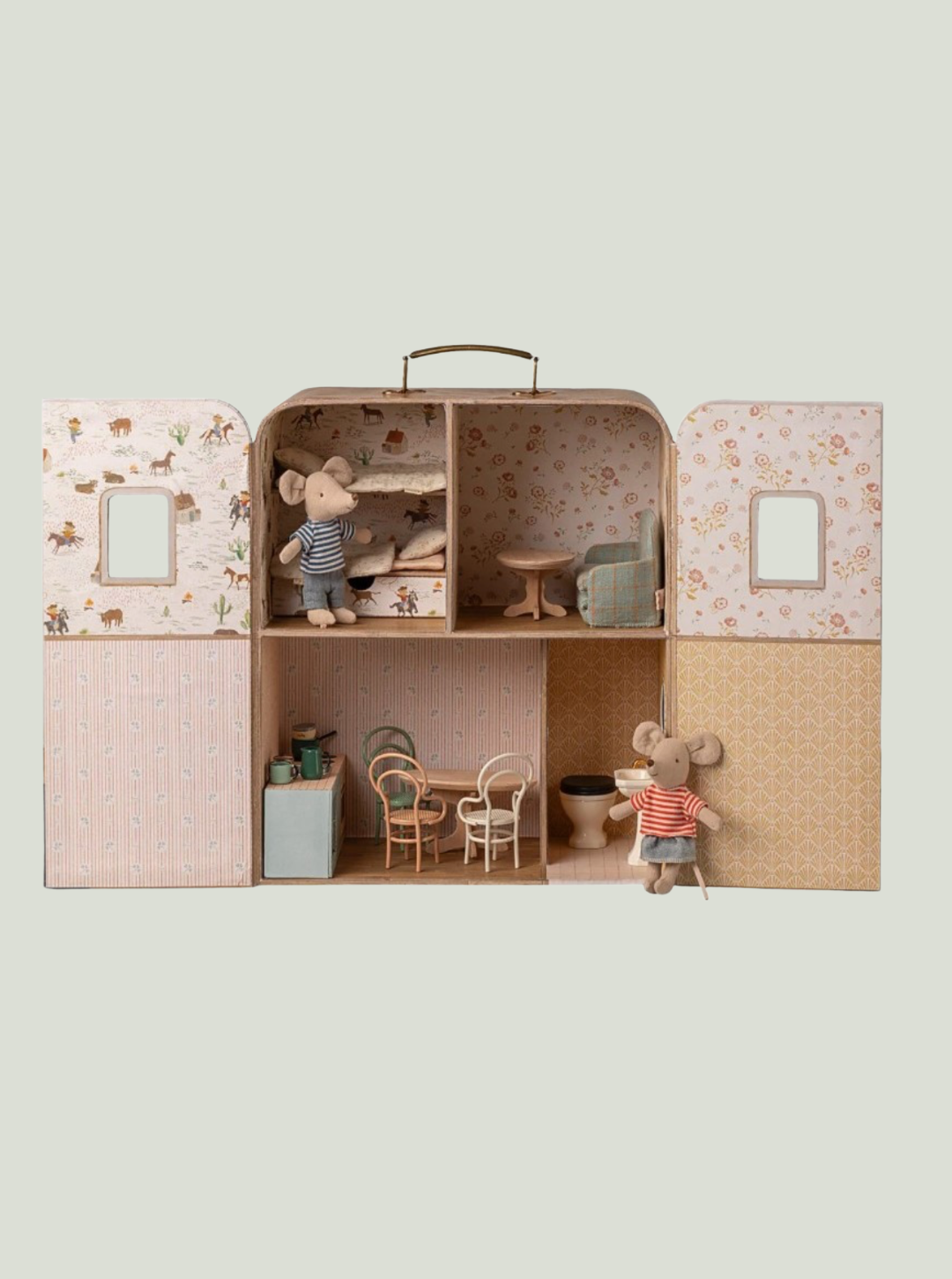 MAILEG Maileg - Przenośny domek SuitCasa, młodszy brat i siostra