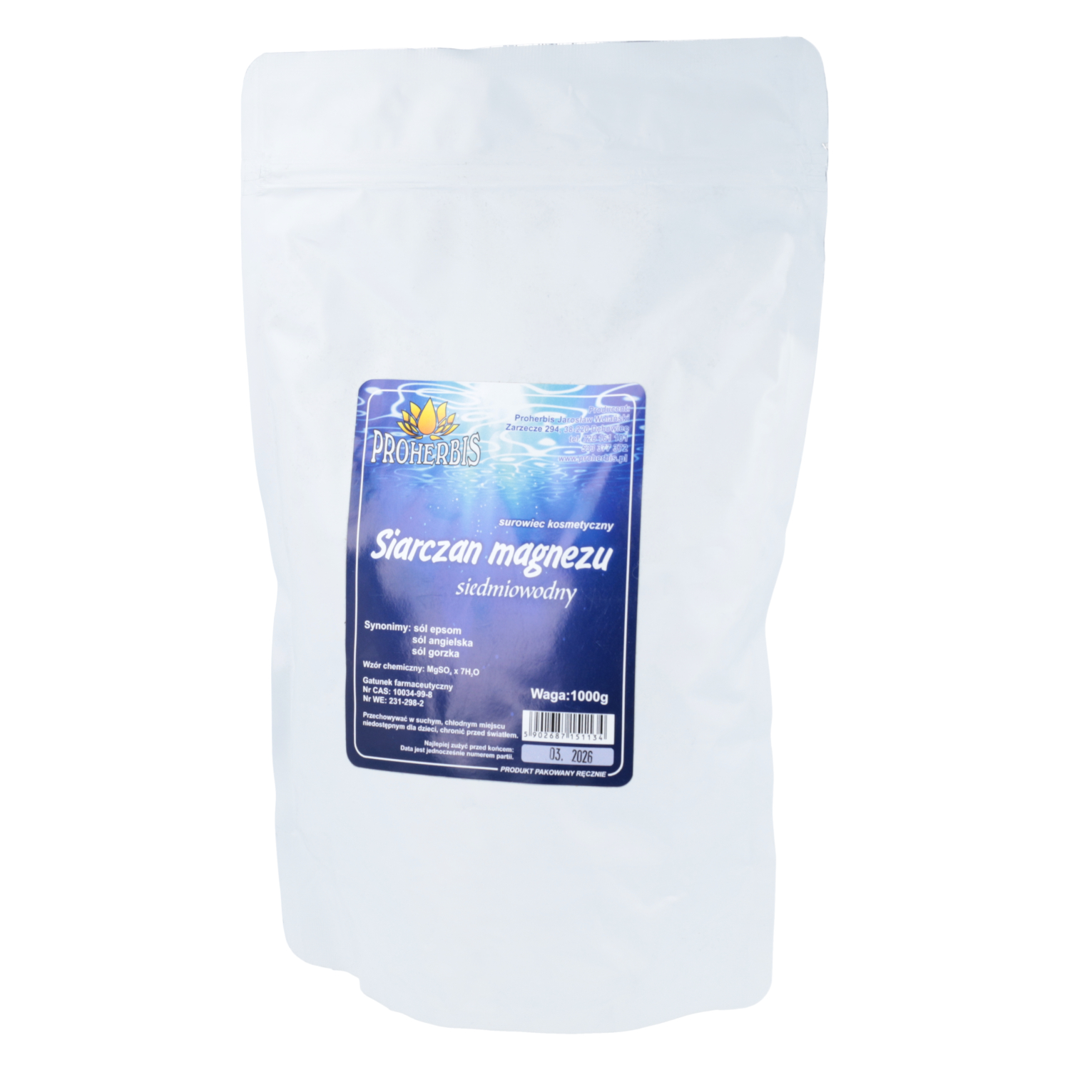 Proherbis - siarczan magnezu siedmiowodny, sól epsom, 1 kg