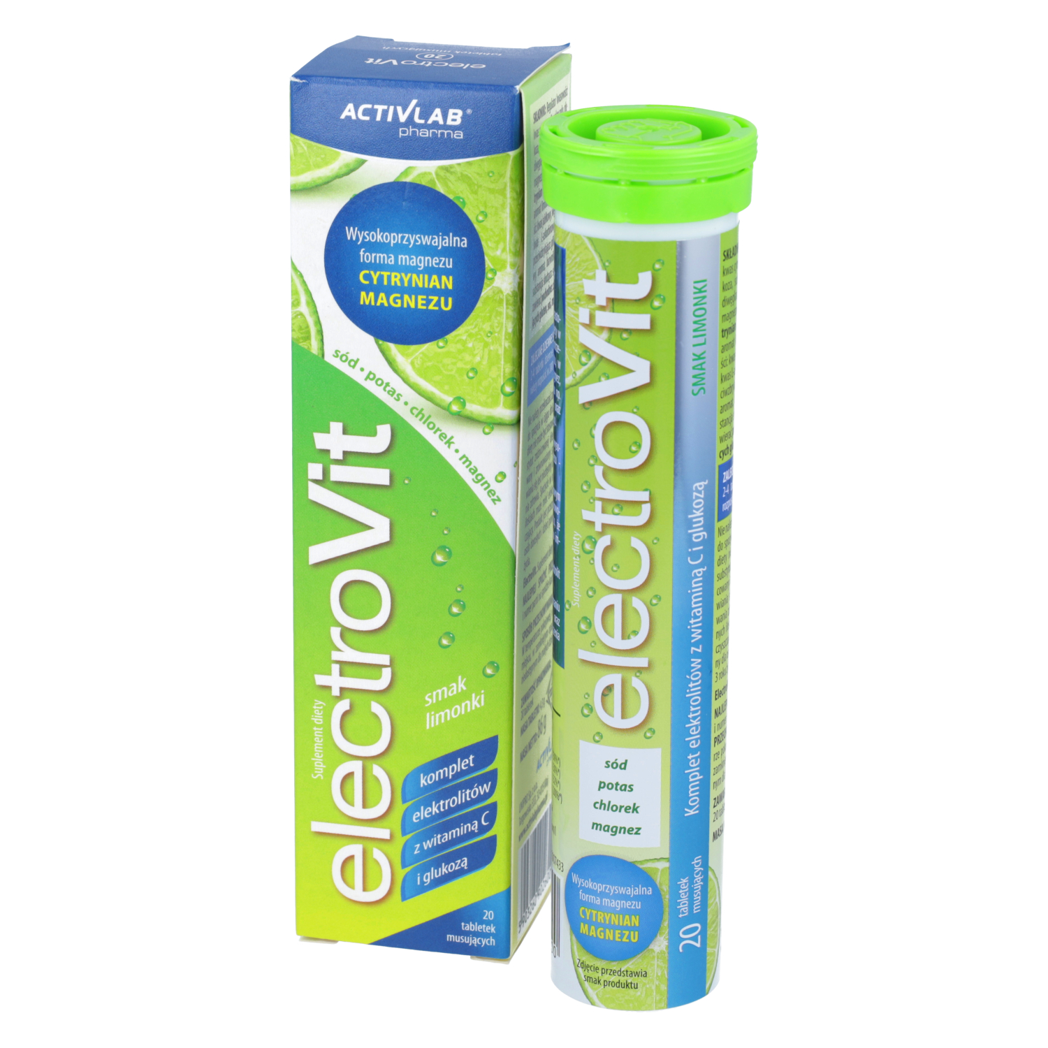 Activlab pharma electrovit, smak limonkowy, 20 tabletek musujących