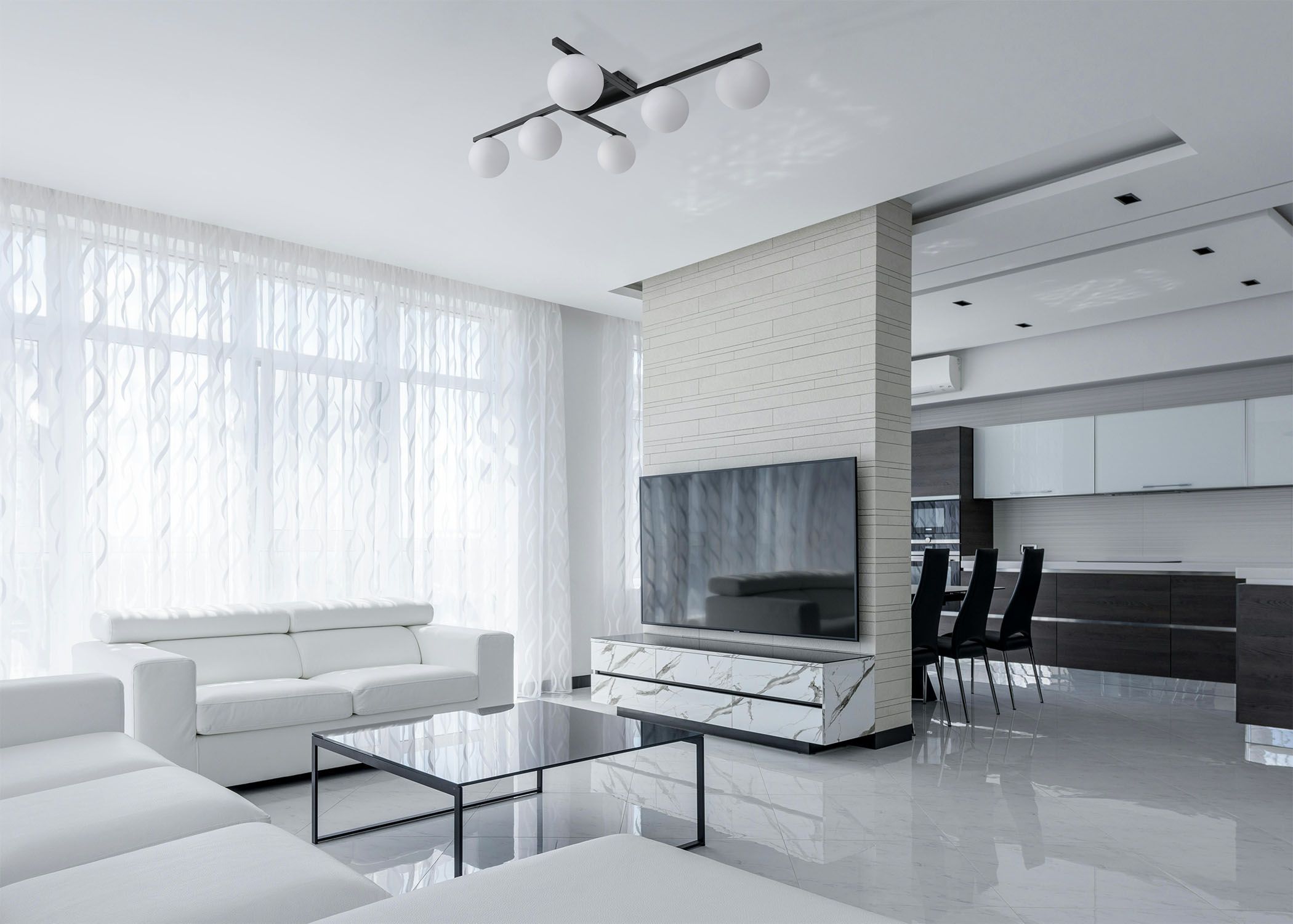 Kaja Korfu lampa podsufitowa 6x10 W biała-czarna K-5461