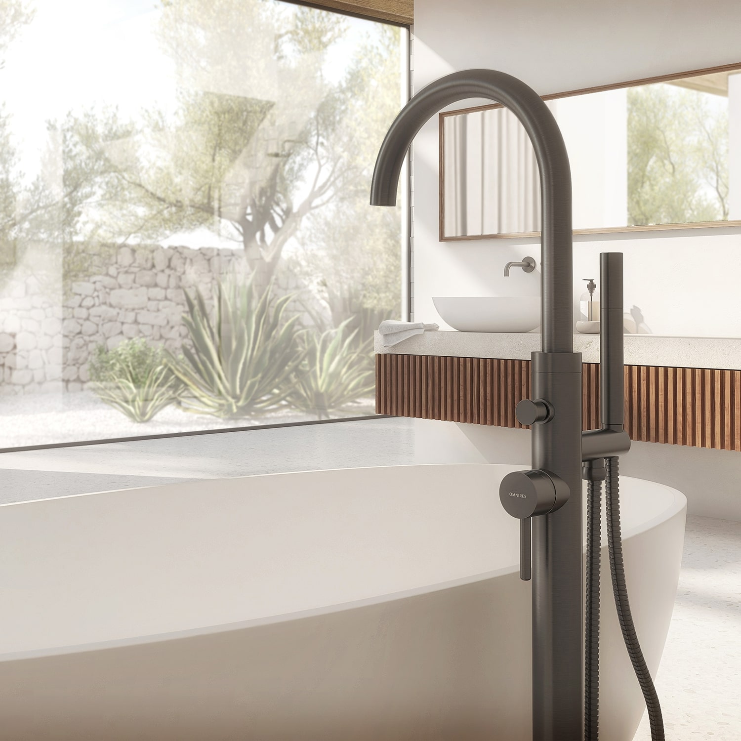 Omnires Y bateria wannowo-prysznicowa wolnostojąca grafit Y1233GR - Wysyłka w 24h