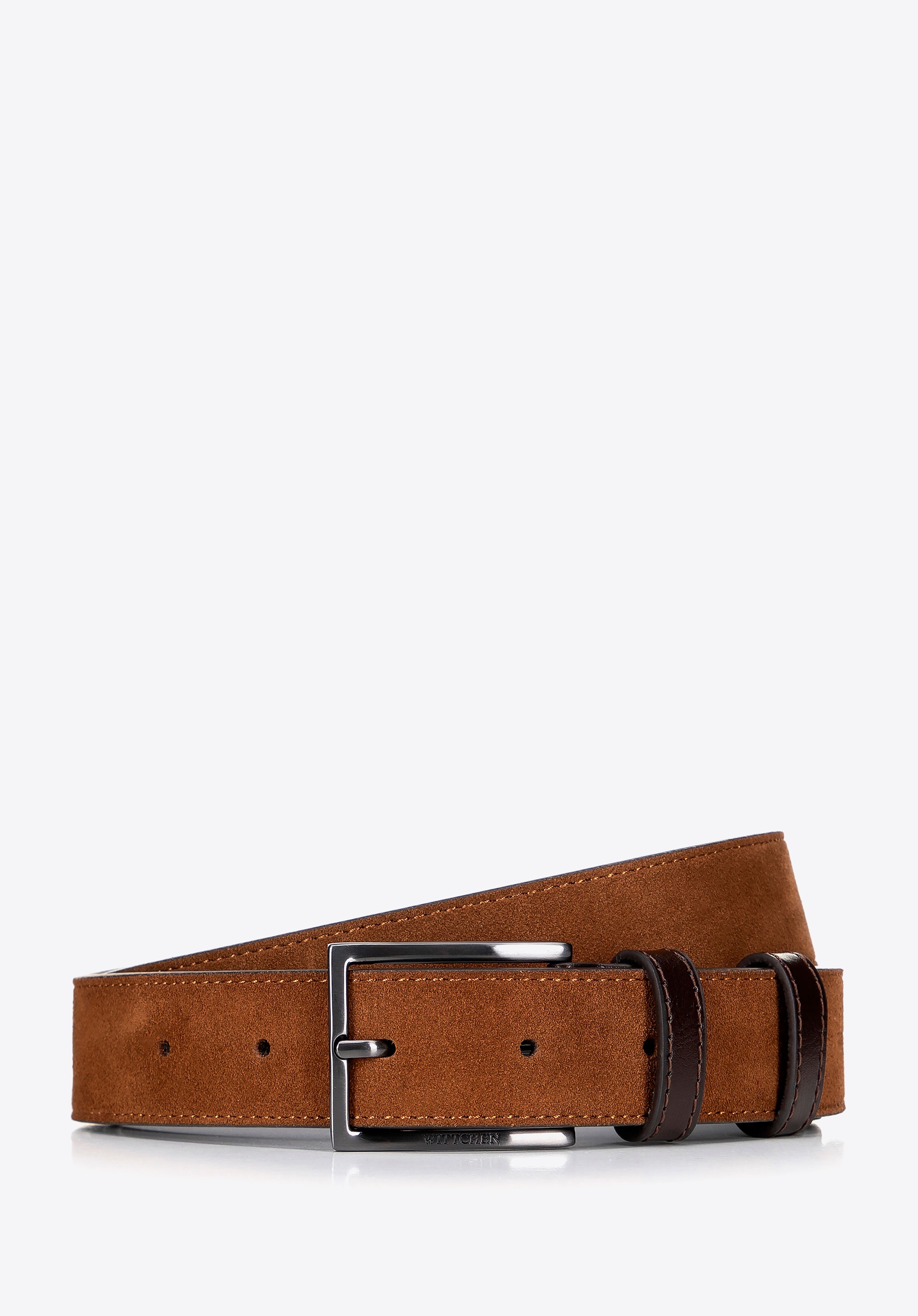 Męski pasek ze skóry zamszowej brązowy