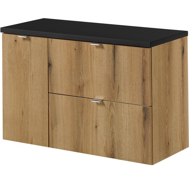 COMAD Zestaw mebli NOVA OAK 2 szafki z blatem BLACK 90 cm