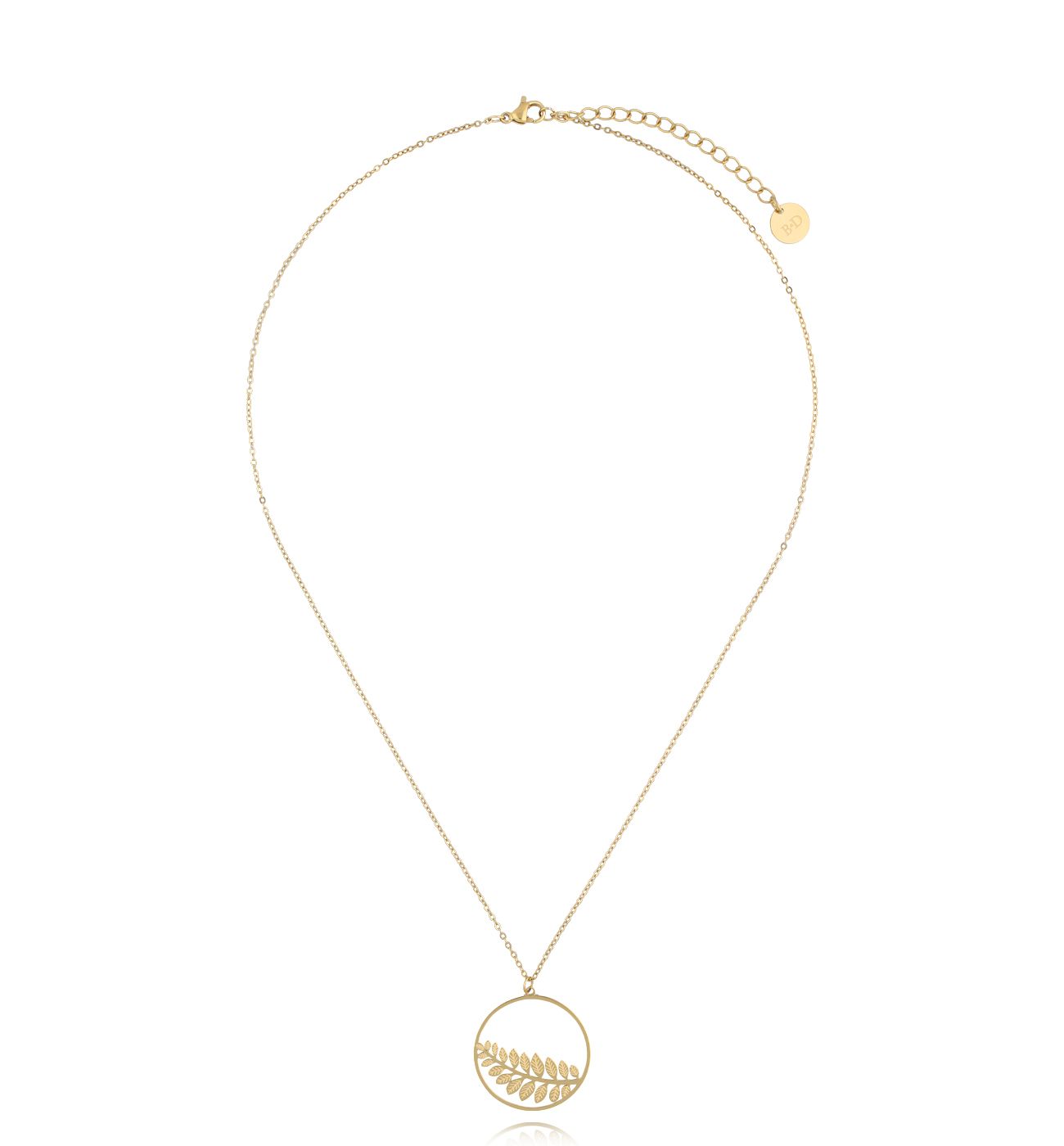 Naszyjnik złoty z paprotką Fern - By Dziubeka