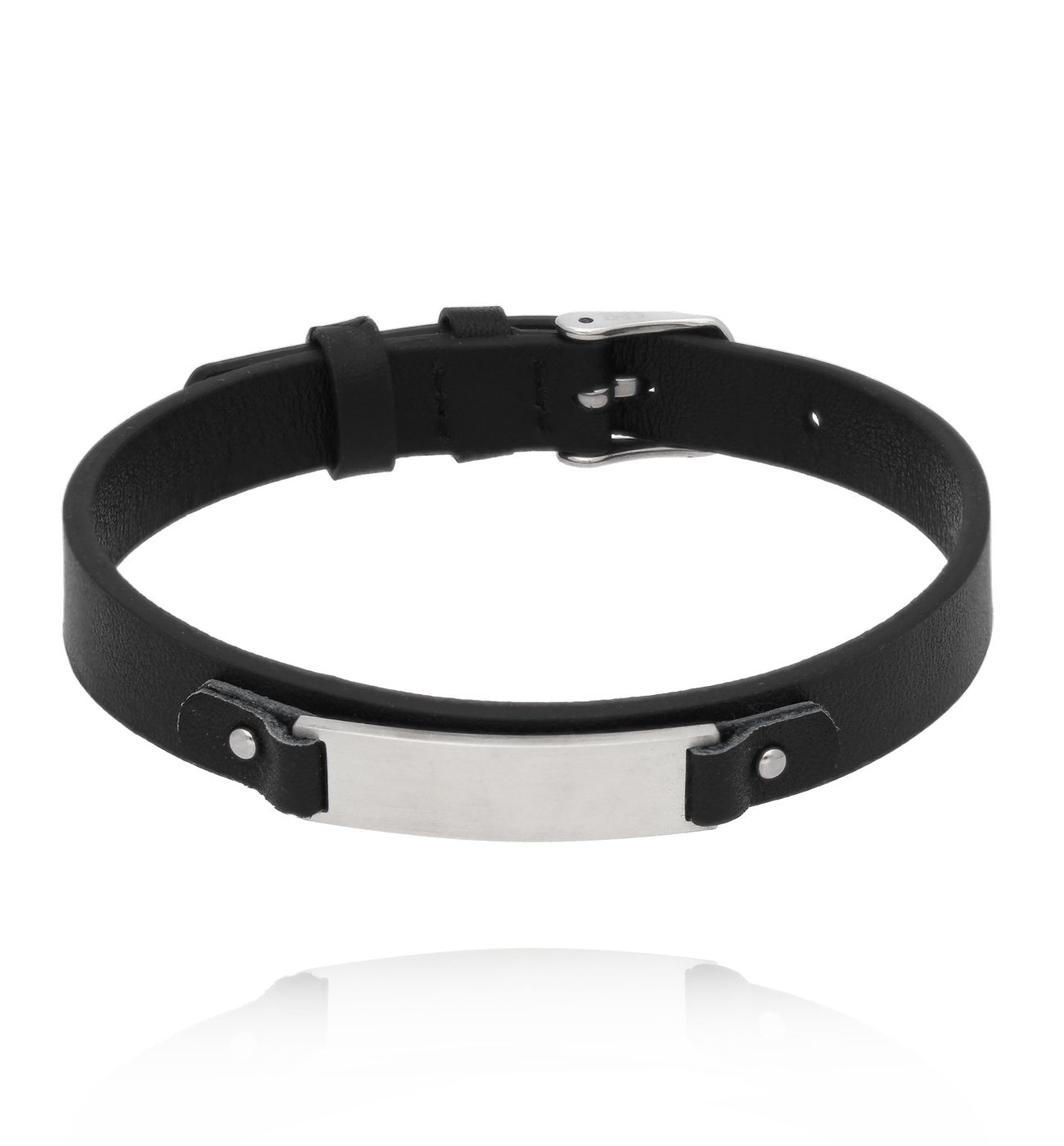 Bransoletka męska czarna skórzana 03 - By Dziubeka