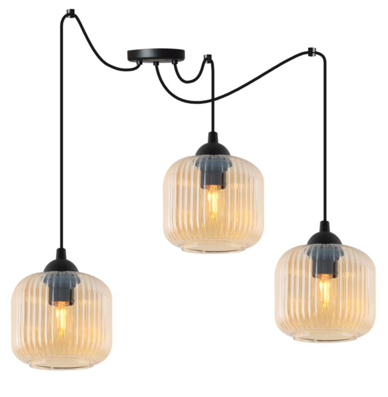 Lampa sufitowa wisząca pozioma Light Home LH Riffle Walec 3x E27 60W miodowy 1szt.