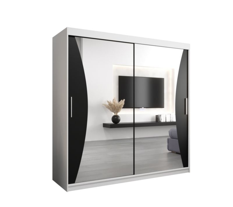 Szafa przesuwna Garderoba Abiks MONACO 200 biały mat + czarny mat 1 szt.